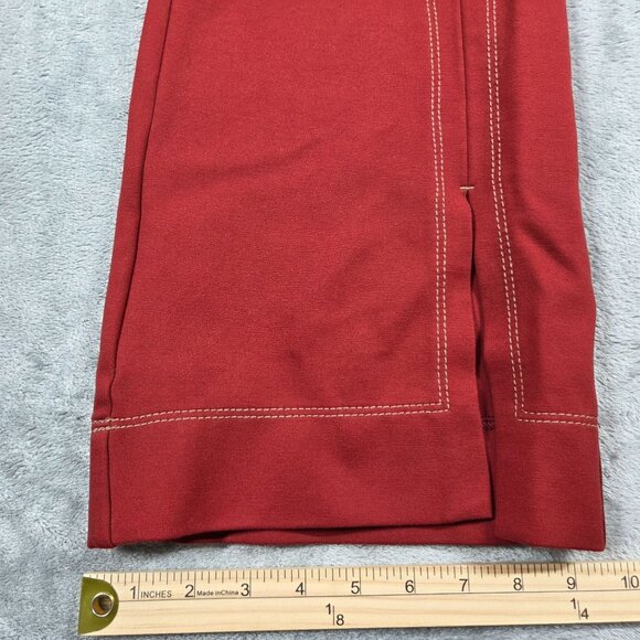 Anthropologie Pants Womens 8 Red The Essential Trouser Ponte Flare Boho Hippie - Picture 12 of 12